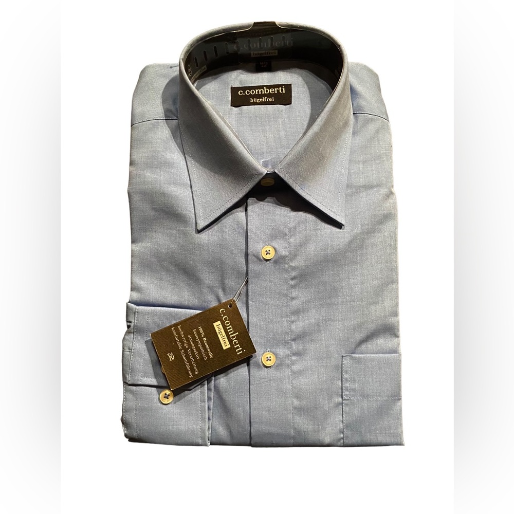 NWT C. Conberti light bright blue mens 100 % cotton dress shirt. …